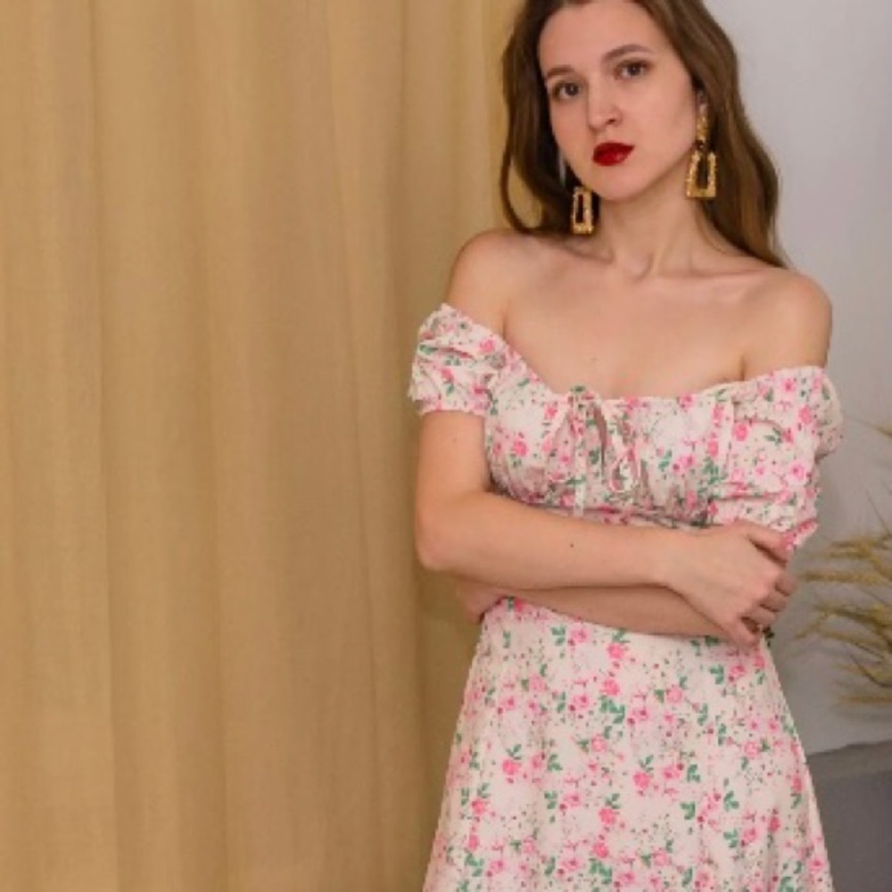 BOHEMIAN STYLE FLORAL PRINT SLIT SIZE MIDI DRESS - Picture 12 of 14